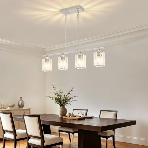 31.89'' Brushed Nickel Island Lights for Kitchen Crystal Linear Chandelier (Brushed Nickel)