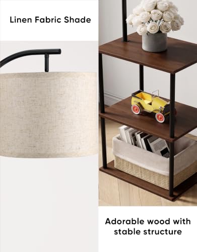 Floor Lamp with Table (Walnut Brown)
