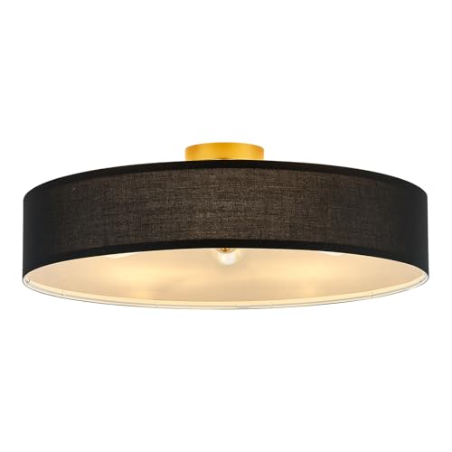Semi Flush Mount Ceiling Light Fixture Fabric Drum Shade for Bedroom