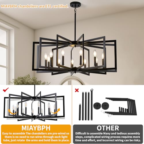 Black Chandelier for Dining Room (Black / 12-Light)