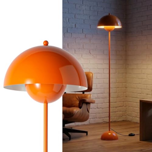 Mid Century Modern Metal Bud Floor Lamp for Home and Office (Orange)