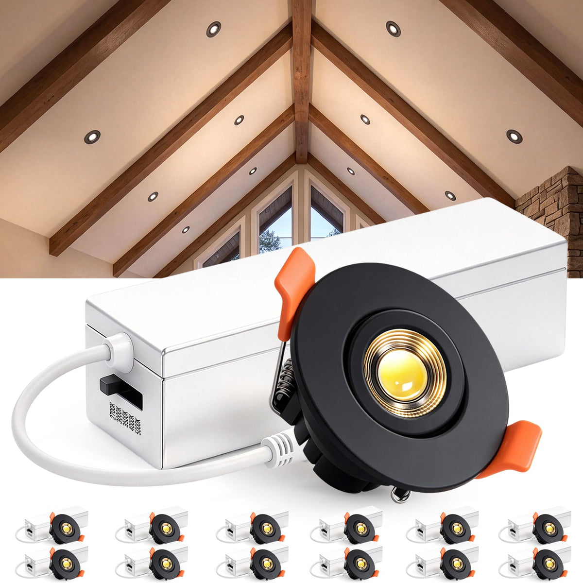 2 inch 5CCT Gimbal Led Recessed Lights (Black 5CCT / 2in 12pack)