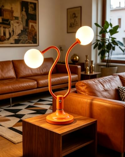 Orange Globe Table Lamp Dimmable Magic DIY Arms G9 Bulbs Included (14-Orange-Globe-2U-Magic DIY Arms)