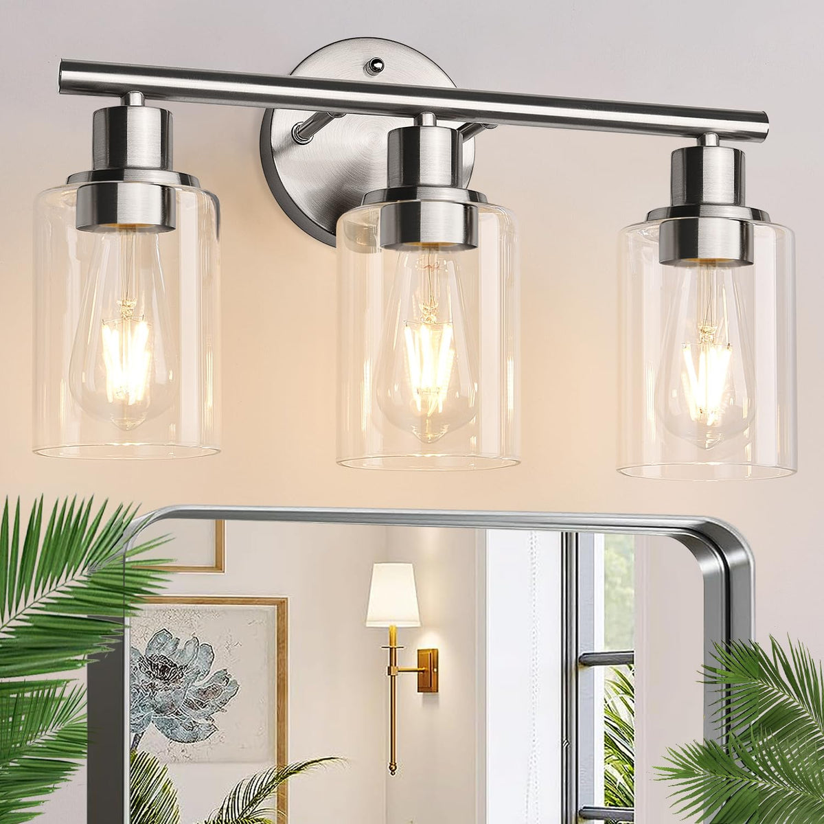 3 Light Bathroom Light Fixtures (Brushed Nickel / 3-light)
