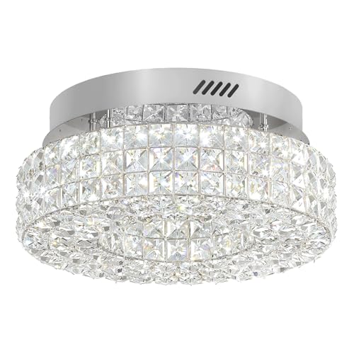 Modern Chandeliers for Living Room Crystal Chandelier Flush Mount Ceiling Light Fixture for Dining Room Living Room Bedroom Dimmable 2700