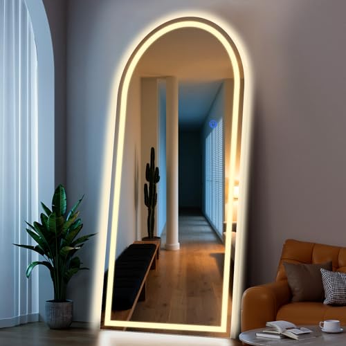Arch Full Length Standing Mirror with LED Lights (Arched / 76"L x 34"W)