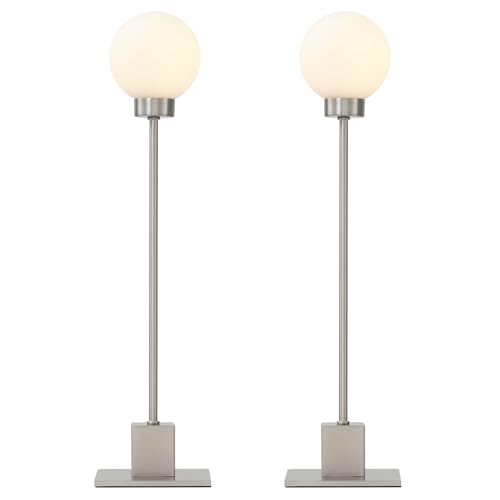 Small Lamps for Nightstand (Brushed Nickel/Frosted White)