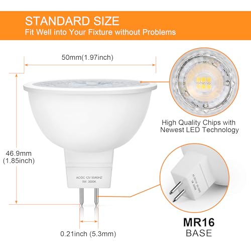 12 Pack MR16 LED Bulbs 5W GU5.3 12V Spotlights (Soft White)