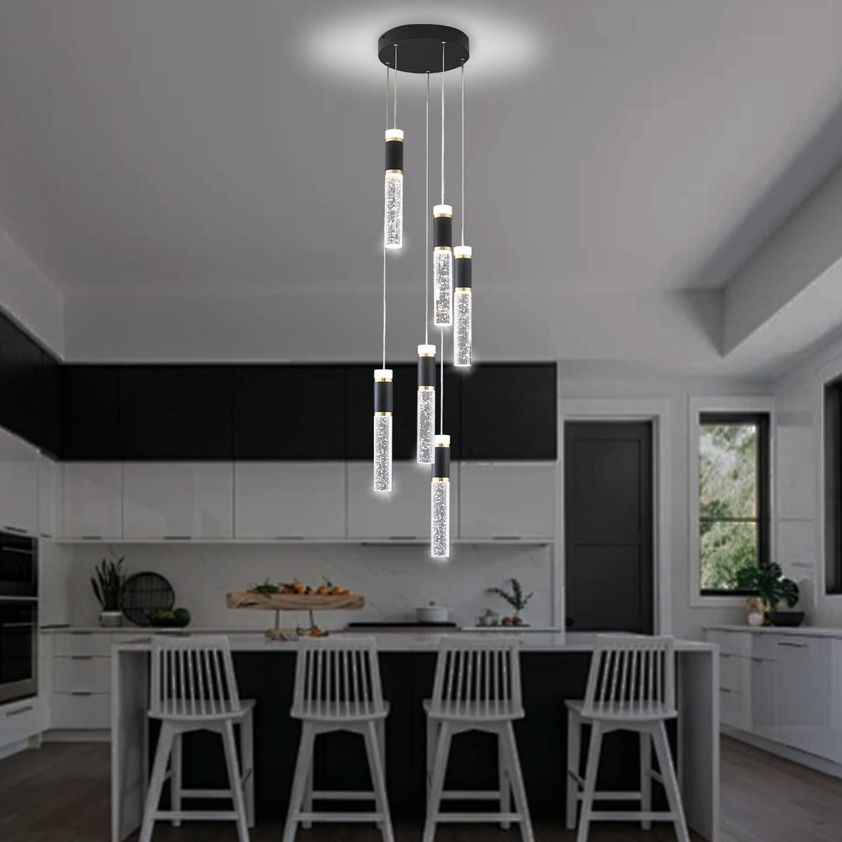 6 Lights Led Chandelier (Black / 6-Light)
