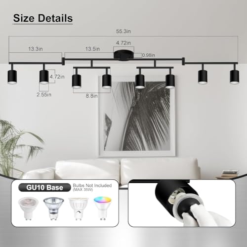 55" Black Track Lighting Fixture Ceiling (Black / 55.3" 8 Light Track Light)