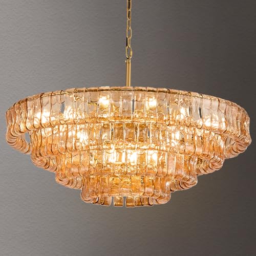 35in Large Chandelier Gold (Round Amber & Gold Chain / 35.4in)