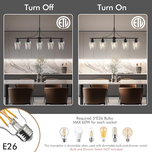 Dining Room Light Fixture 36.2" Linear Island Lights for Kitchen (5 Light)