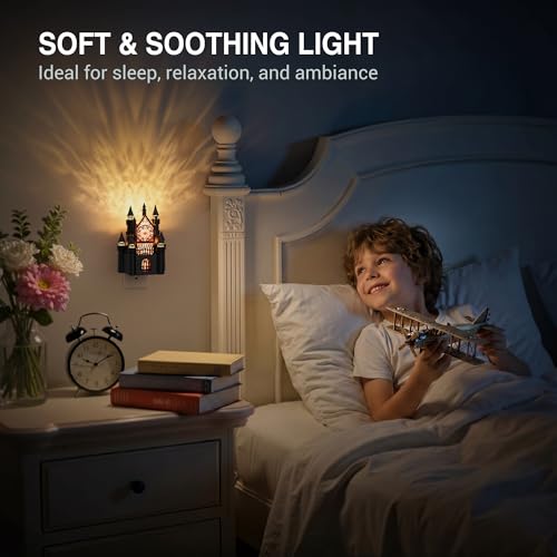 Night Lights Plug into Wall (Balck-Castle / 2 Pack)