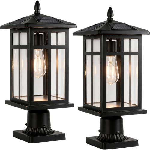 Solar Post Lights Outdoor 2 Pack 19" Post Lights Solar Powered (19 inch-2 Pack)