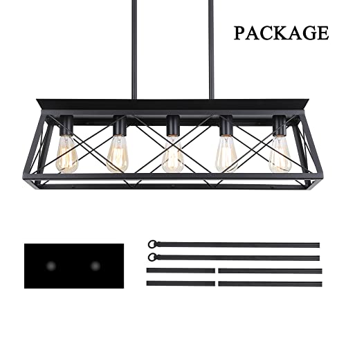 5 Light Linear Pendant Light Fixture Kitchen Island Lighting Antique Industrial Metal Farmhouse Chandeliers