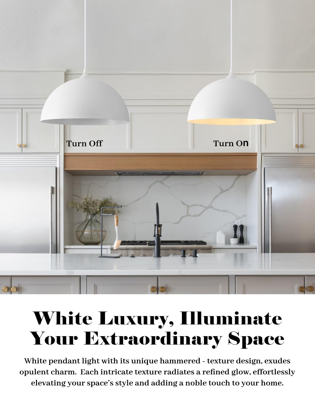 White Dome Pendant Lights Kitchen Island (White+White / 16"x1)