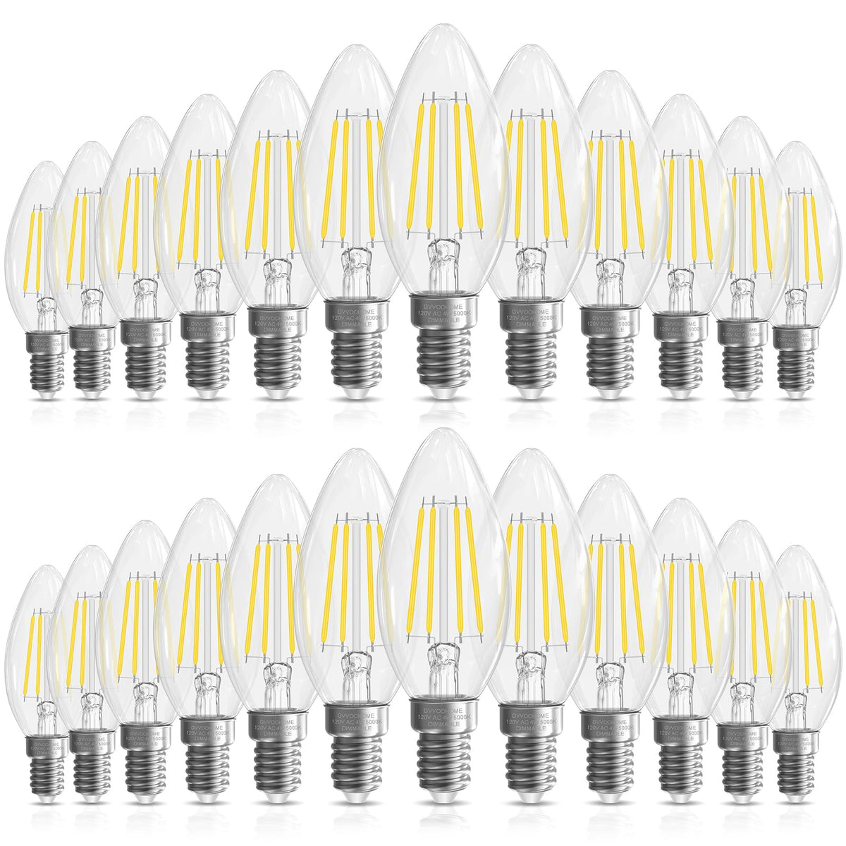 Candelabra Light Bulbs 40 watt Equivalent (24 Pack / Daylight)