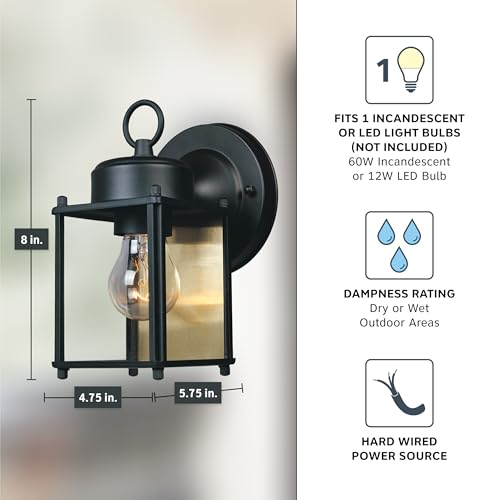 Preston 8 Inch Outdoor Wall Light (8in H (Pack of 1) / Black)