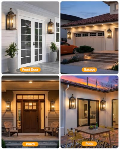 22" Large Outdoor Wall Lights Modern Wall Lantern (Black Brushed Gold / 22 Inch)