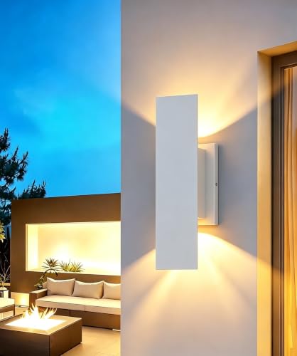1 Pack Outdoor LED Up Down Wall Sconce (White)