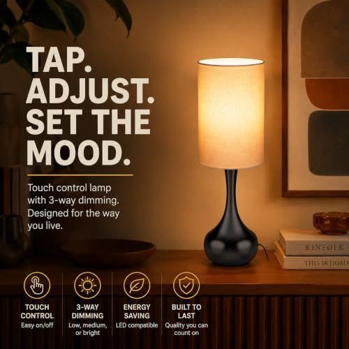 19" Mid Century Modern Droplet Table Lamp with Cylinder Shade