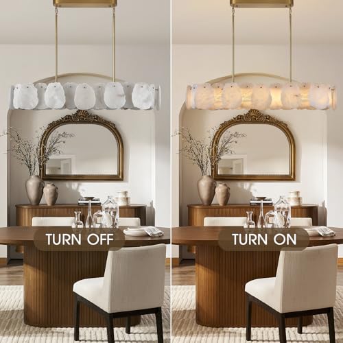 Rectangle Alabaster Chandelier (L43in - Single Tier)