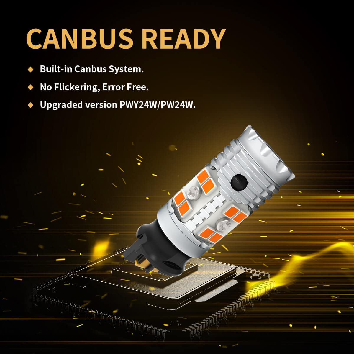 PWY24W LED Bulbs Turn Signal Light PW24W Amber Built in Resistor (Amber / PW24W/PWY24W)