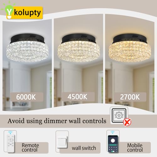16" Crystal Chandeliers (Black / Dia 16inch)