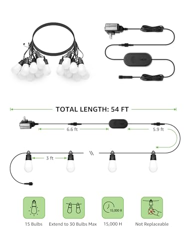ZB1 AI Smart Outdoor String Lights (54 FT)
