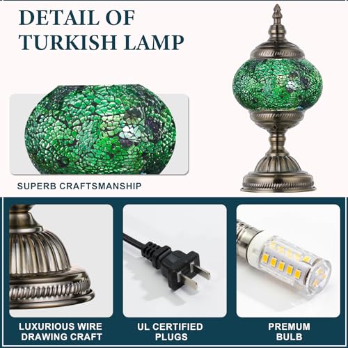 Turkish Mosaic Lamp Stained Glass Table Lamp with Tiffany Style (Shard Green)