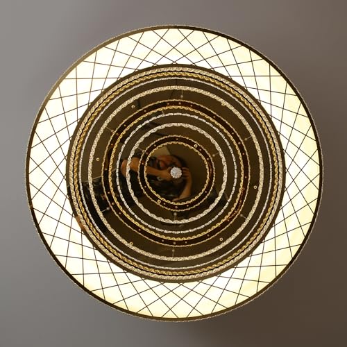 48 inch Large Size Glam Chandelier Crystal Ceiling Light for Living Room Chandeliers Lighting Fixtures with Remote Dimmable LED Light (48 inch / Gold)