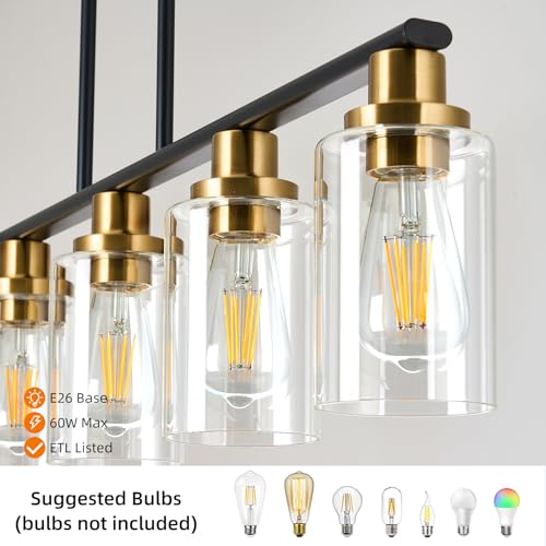 Dining Room Light Fixture (5-Light / Black & Gold)