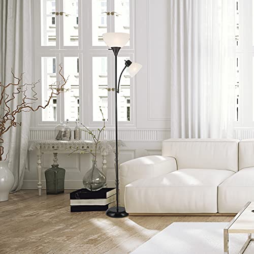 67135 72" Floor Lamp with Adjustable Reading Light (Black / 1 Pack)