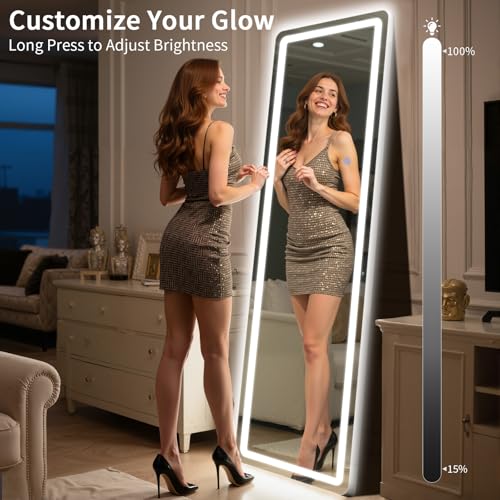 Standing Mirror Full Length with LED Lights (Rectangular / 65"L x 24"W)