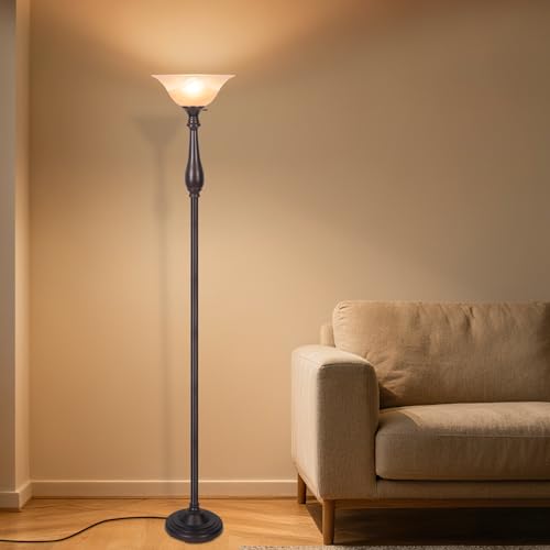 Floor Lamp with Alabaster Glass Bowl Shade