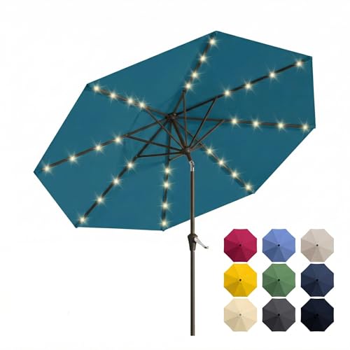 10FT Solar Patio Umbrella with Lights