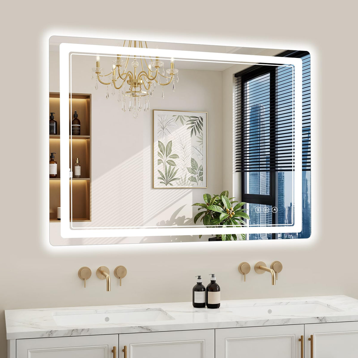 32"x40" LED Bathroom Mirror with Lights (40"L x 32"W)