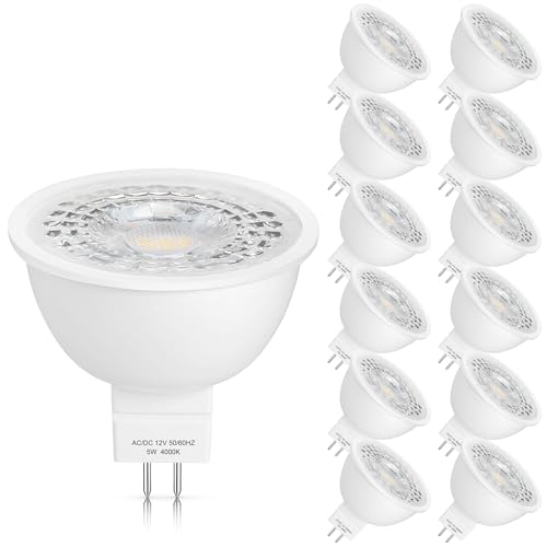 12 Pack MR16 LED Bulbs 5W GU5.3 12V Spotlight (Neutral White)