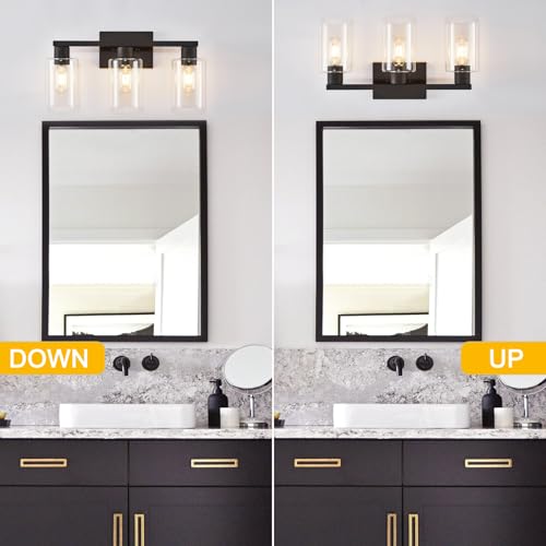 3 Light Bathroom Vanity Light (Black / 3 LIGHT)