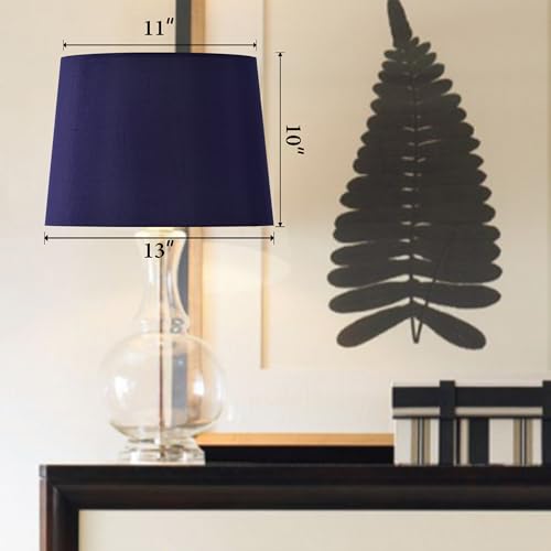 Blue Lamp Shades for Table Lamp Set of 2 (11"×13"×10"-2 PCS / Blue Natural Faux Silk)