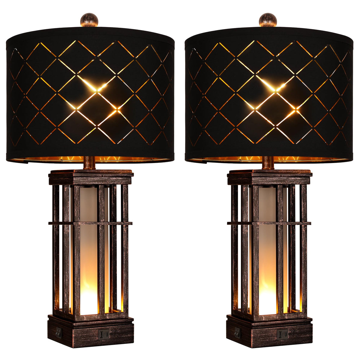 27" Modern Table Lamp with Nightlight