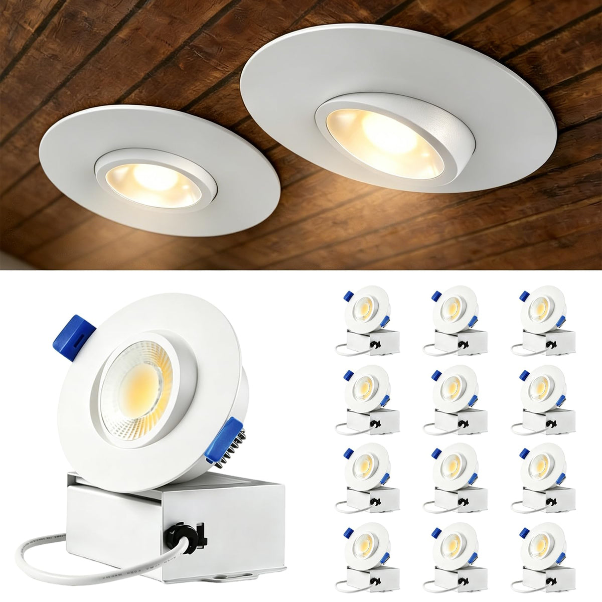 3 Inch Eyeball Gimbal Led Recessed Light (White 3CCT / 3in 12pack)