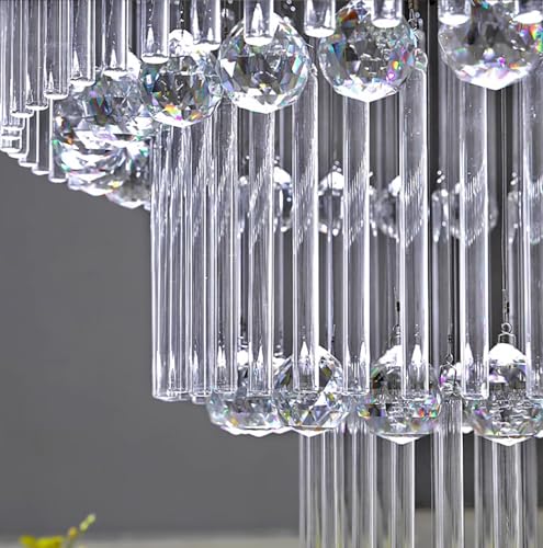 D32''XH100'' Modern Large Chandelier for High Ceiling Raindrop Crystal Chandelier High Ceiling Pendant Light Fixture for Hallway Living Room Gold Stairwell Chandeliers (Gold / D32"X H100")