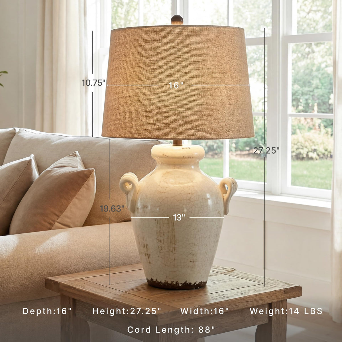27 Inch Farmhouse Ceramic Table Lamp (Emelda)