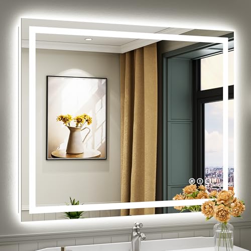 48x40 Inch LED Bathroom Mirror with Lights (Backlit+front Lit / 48"L x 40"W)