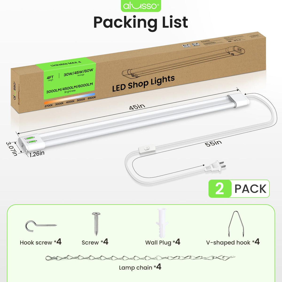 4FT Linkable LED Shop Lights (5CCT 6000LM)