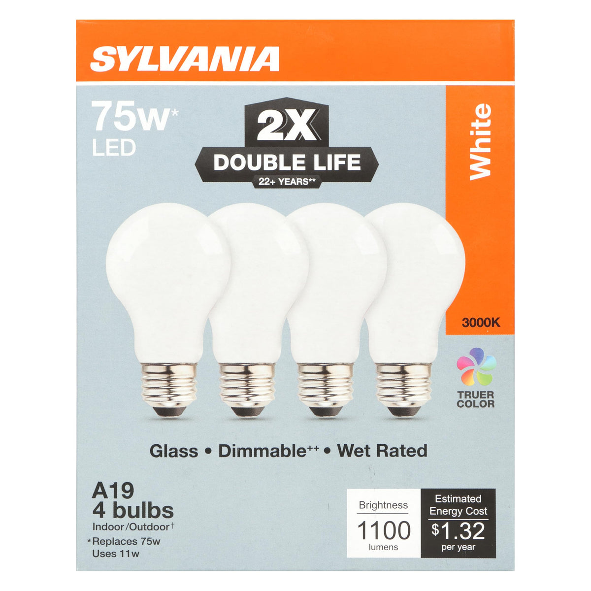 Sylvania Double Life LED Light Bulb (3000k (White) / 4 Pack)
