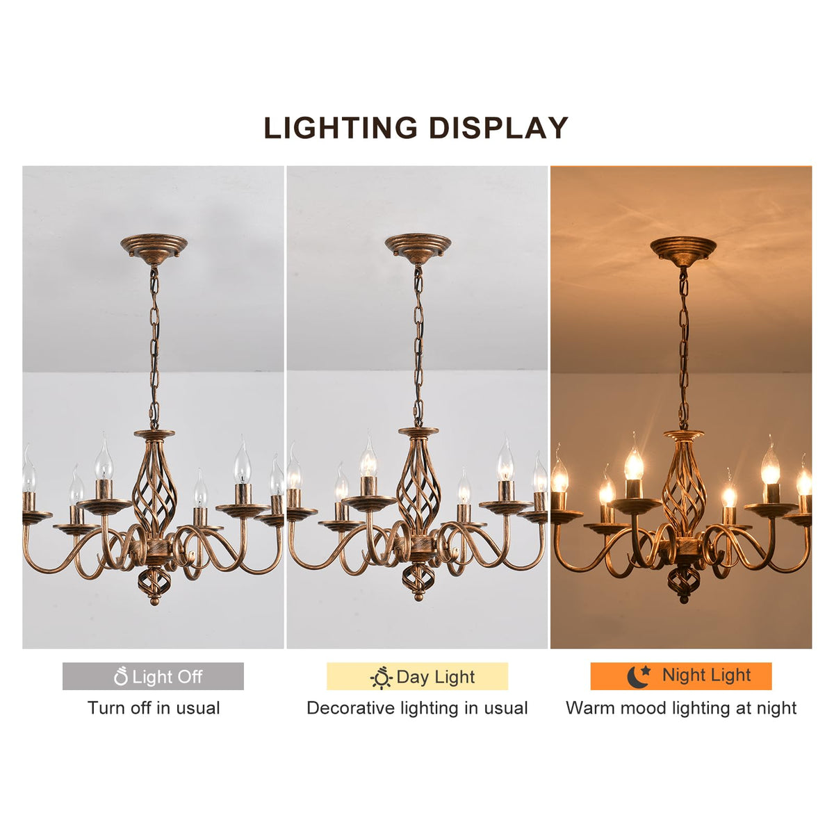 6 Light French Country Chandelier (Bronze3/6-Light)
