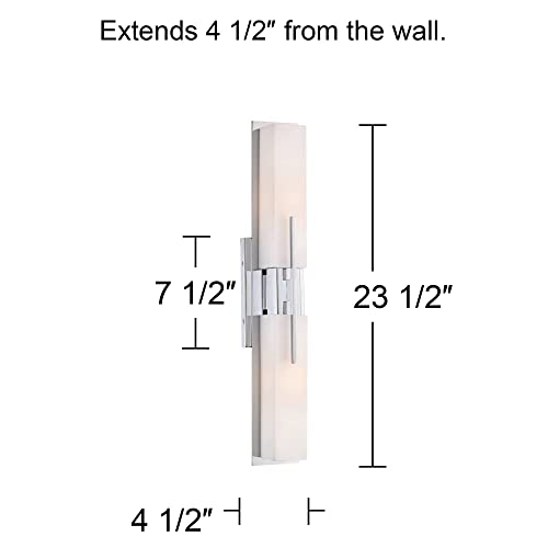 Midtown 23 1 2" High Chrome Mid Century Modern Bath Wall 2 (Chrome - Double Light / 23 Inch)