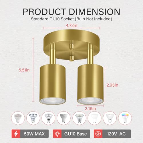 LED 2 Light Track Lighting Kit (2 Light-Gold)